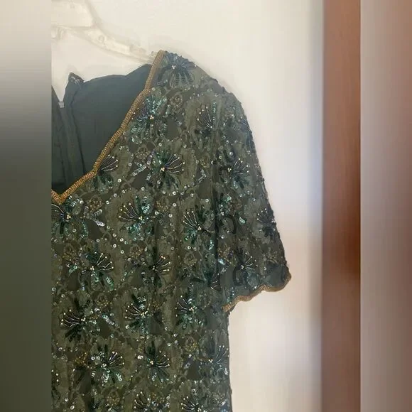 Vintage Stenay plus size green sequin dress - Picture 5 of 12